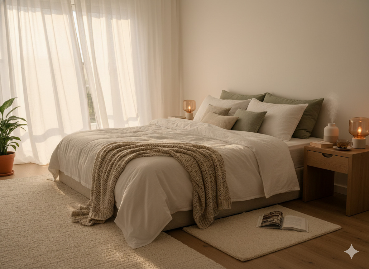 Restful sleep environment and wholefood nutrition for daily energy